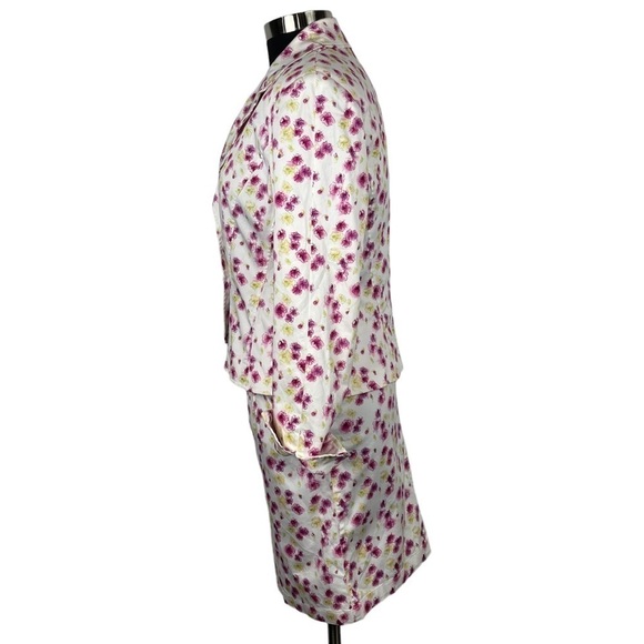 VINTAGE NICOLE MILLER 90S FLORAL COTTON NOTCH COLLAR ZIP JACKET SKIRT SUIT SET - Picture 5 of 15